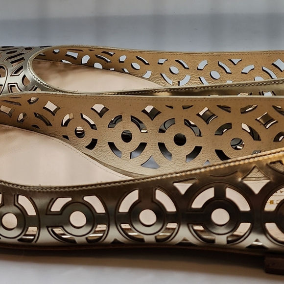 RARE COACH JANYCE Mirror FLATS Gold Metallic Size 10B NIB New - Picture 7 of 9